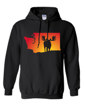 Load image into Gallery viewer, Pullover Hooded Sweatshirt Washington Black Moose Vibrant Design High Quality Tight Knit Ring Spun Low Maintenance Cotton Printed With The Newest Available Color Transfer Technology
