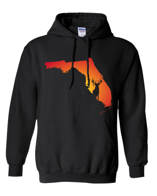 Pullover Hooded Sweatshirt Florida Black Whitetail Deer Vibrant Design High Quality Tight Knit Ring Spun Low Maintenance Cotton Printed With The Newest Available Color Transfer Technology