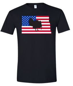 Short Sleeve T-Shirt North Dakota Black Turkey Vibrant Design High Quality Tight Knit Ring Spun Low Maintenance Cotton Printed With The Newest Available Color Transfer Technology