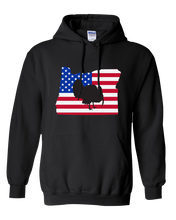 Load image into Gallery viewer, Pullover Hooded Sweatshirt Oregon Black Turkey Vibrant Design High Quality Tight Knit Ring Spun Low Maintenance Cotton Printed With The Newest Available Color Transfer Technology