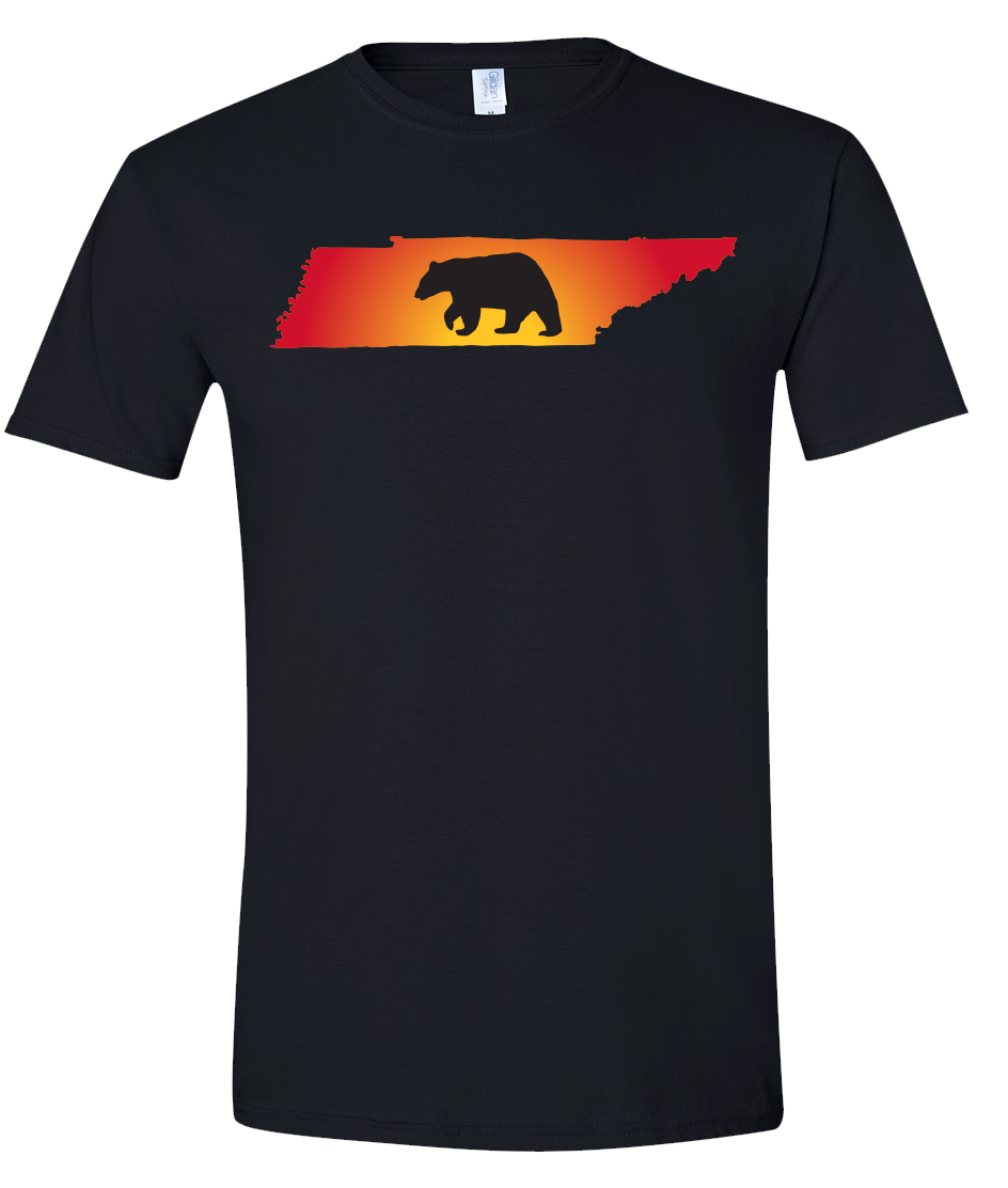 Short Sleeve T-Shirt Tennessee Black Black Bear Vibrant Design High Quality Tight Knit Ring Spun Low Maintenance Cotton Printed With The Newest Available Color Transfer Technology