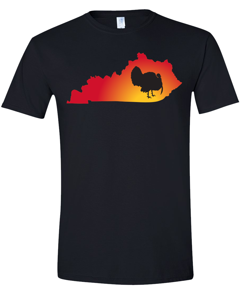 Short Sleeve T-Shirt Kentucky Black Turkey Vibrant Design High Quality Tight Knit Ring Spun Low Maintenance Cotton Printed With The Newest Available Color Transfer Technology
