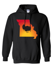 Load image into Gallery viewer, Pullover Hooded Sweatshirt Missouri Black Turkey Vibrant Design High Quality Tight Knit Ring Spun Low Maintenance Cotton Printed With The Newest Available Color Transfer Technology