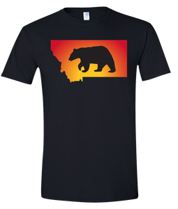 Short Sleeve T-Shirt Montana Black Black Bear Vibrant Design High Quality Tight Knit Ring Spun Low Maintenance Cotton Printed With The Newest Available Color Transfer Technology