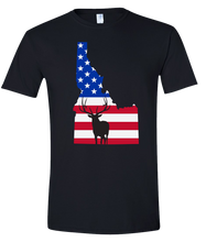 Load image into Gallery viewer, Short Sleeve T-Shirt Idaho Black Elk Vibrant Design High Quality Tight Knit Ring Spun Low Maintenance Cotton Printed With The Newest Available Color Transfer Technology