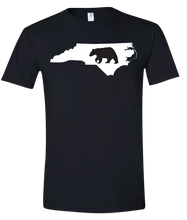 Load image into Gallery viewer, Short Sleeve T-Shirt North Carolina Black Black Bear Vibrant Design High Quality Tight Knit Ring Spun Low Maintenance Cotton Printed With The Newest Available Color Transfer Technology
