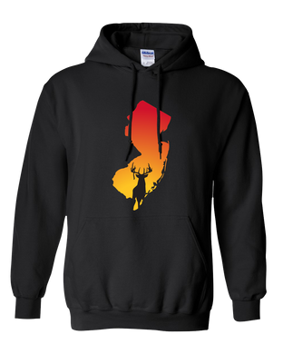 Pullover Hooded Sweatshirt New Jersey Black Whitetail Deer Vibrant Design High Quality Tight Knit Ring Spun Low Maintenance Cotton Printed With The Newest Available Color Transfer Technology