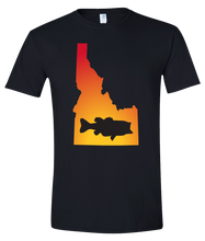 Load image into Gallery viewer, Short Sleeve T-Shirt Idaho Black Large Mouth Bass Vibrant Design High Quality Tight Knit Ring Spun Low Maintenance Cotton Printed With The Newest Available Color Transfer Technology