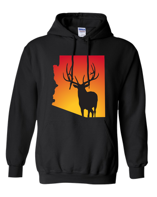 Pullover Hooded Sweatshirt Arizona Black Elk Vibrant Design High Quality Tight Knit Ring Spun Low Maintenance Cotton Printed With The Newest Available Color Transfer Technology