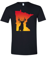 Load image into Gallery viewer, Short Sleeve T-Shirt Minnesota Black Whitetail Deer Vibrant Design High Quality Tight Knit Ring Spun Low Maintenance Cotton Printed With The Newest Available Color Transfer Technology