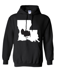 Pullover Hooded Sweatshirt Louisiana Black Turkey Vibrant Design High Quality Tight Knit Ring Spun Low Maintenance Cotton Printed With The Newest Available Color Transfer Technology