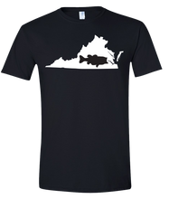 Load image into Gallery viewer, Short Sleeve T-Shirt Virginia Black Large Mouth Bass Vibrant Design High Quality Tight Knit Ring Spun Low Maintenance Cotton Printed With The Newest Available Color Transfer Technology