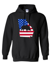 Load image into Gallery viewer, Pullover Hooded Sweatshirt Georgia Black Wild Hog Vibrant Design High Quality Tight Knit Ring Spun Low Maintenance Cotton Printed With The Newest Available Color Transfer Technology