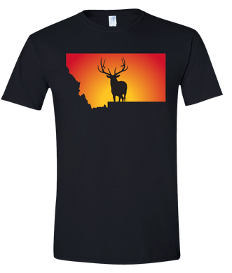 Short Sleeve T-Shirt Montana Black Elk Vibrant Design High Quality Tight Knit Ring Spun Low Maintenance Cotton Printed With The Newest Available Color Transfer Technology