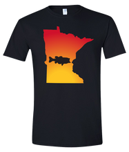 Load image into Gallery viewer, Short Sleeve T-Shirt Minnesota Black Large Mouth Bass Vibrant Design High Quality Tight Knit Ring Spun Low Maintenance Cotton Printed With The Newest Available Color Transfer Technology
