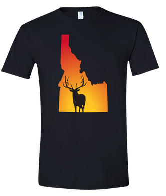 Short Sleeve T-Shirt Idaho Black Elk Vibrant Design High Quality Tight Knit Ring Spun Low Maintenance Cotton Printed With The Newest Available Color Transfer Technology