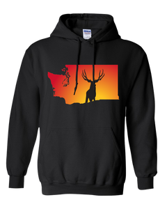 Pullover Hooded Sweatshirt Washington Black Mule Deer Vibrant Design High Quality Tight Knit Ring Spun Low Maintenance Cotton Printed With The Newest Available Color Transfer Technology