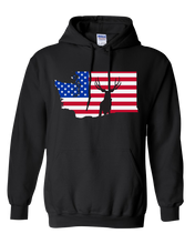 Load image into Gallery viewer, Pullover Hooded Sweatshirt Washington Black Mule Deer Vibrant Design High Quality Tight Knit Ring Spun Low Maintenance Cotton Printed With The Newest Available Color Transfer Technology