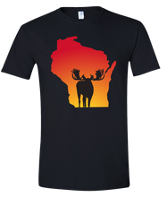Load image into Gallery viewer, Short Sleeve T-Shirt Wisconsin Black Moose Vibrant Design High Quality Tight Knit Ring Spun Low Maintenance Cotton Printed With The Newest Available Color Transfer Technology