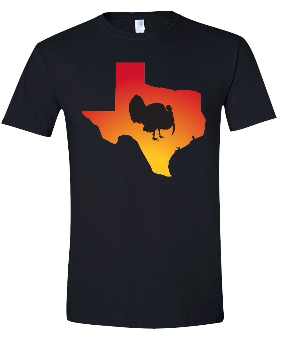 Short Sleeve T-Shirt Texas Black Turkey Vibrant Design High Quality Tight Knit Ring Spun Low Maintenance Cotton Printed With The Newest Available Color Transfer Technology