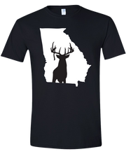 Load image into Gallery viewer, Short Sleeve T-Shirt Georgia Black Whitetail Deer Vibrant Design High Quality Tight Knit Ring Spun Low Maintenance Cotton Printed With The Newest Available Color Transfer Technology