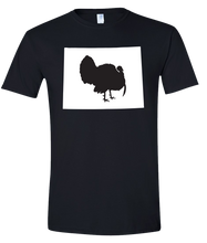 Load image into Gallery viewer, Short Sleeve T-Shirt Wyoming Black Turkey Vibrant Design High Quality Tight Knit Ring Spun Low Maintenance Cotton Printed With The Newest Available Color Transfer Technology