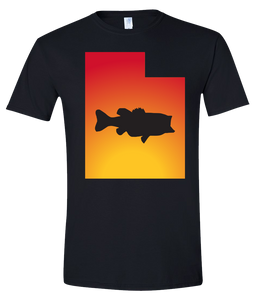 Short Sleeve T-Shirt Utah Black Large Mouth Bass Vibrant Design High Quality Tight Knit Ring Spun Low Maintenance Cotton Printed With The Newest Available Color Transfer Technology