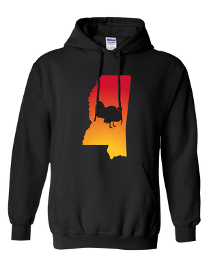 Pullover Hooded Sweatshirt Mississippi Black Turkey Vibrant Design High Quality Tight Knit Ring Spun Low Maintenance Cotton Printed With The Newest Available Color Transfer Technology