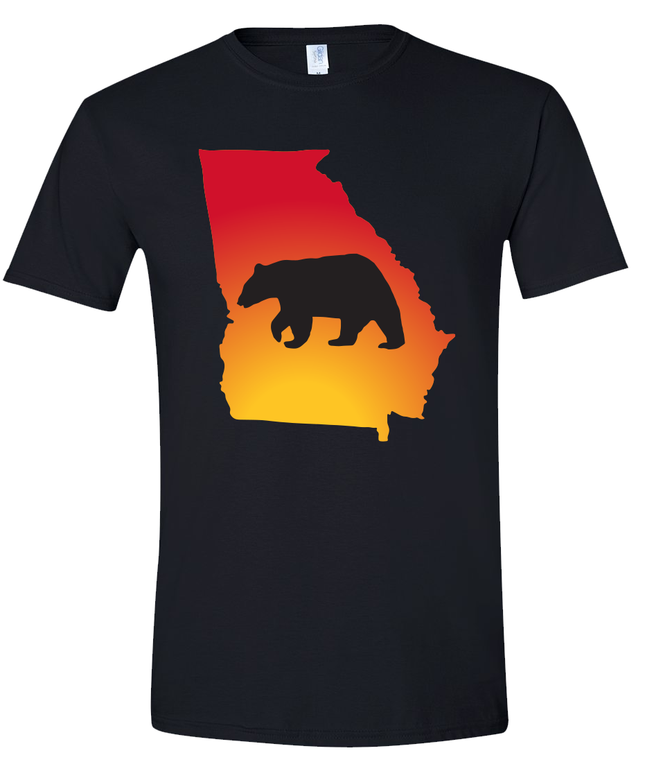 Short Sleeve T-Shirt Georgia Black Black Bear Vibrant Design High Quality Tight Knit Ring Spun Low Maintenance Cotton Printed With The Newest Available Color Transfer Technology