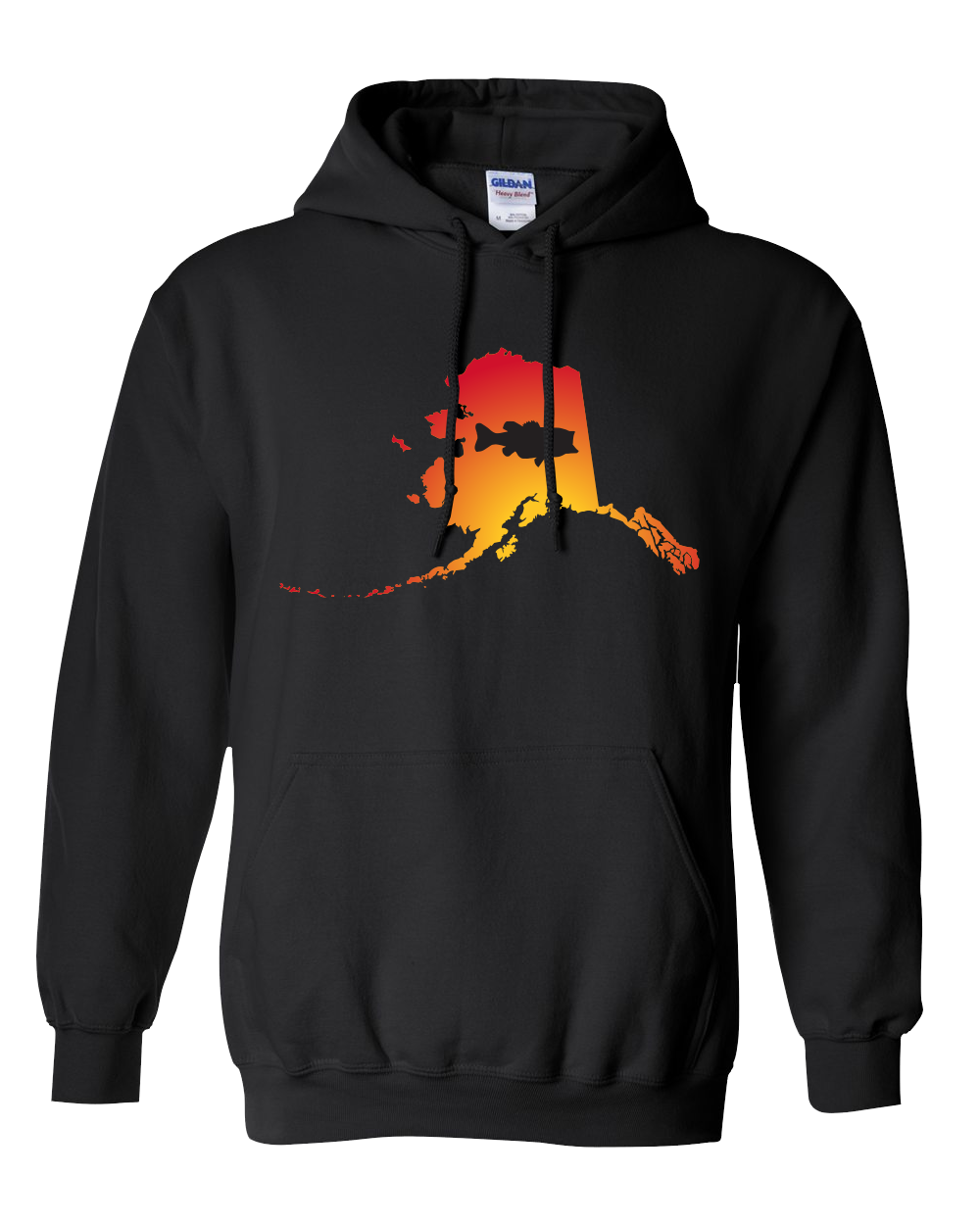 Pullover Hooded Sweatshirt Alaska Black Large Mouth Bass Vibrant Design High Quality Tight Knit Ring Spun Low Maintenance Cotton Printed With The Newest Available Color Transfer Technology