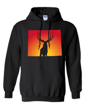 Load image into Gallery viewer, Pullover Hooded Sweatshirt Wyoming Black Mule Deer Vibrant Design High Quality Tight Knit Ring Spun Low Maintenance Cotton Printed With The Newest Available Color Transfer Technology