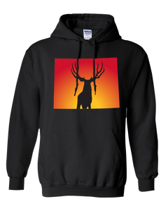 Pullover Hooded Sweatshirt Wyoming Black Mule Deer Vibrant Design High Quality Tight Knit Ring Spun Low Maintenance Cotton Printed With The Newest Available Color Transfer Technology