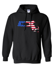 Load image into Gallery viewer, Pullover Hooded Sweatshirt Massachusetts Black Large Mouth Bass Vibrant Design High Quality Tight Knit Ring Spun Low Maintenance Cotton Printed With The Newest Available Color Transfer Technology