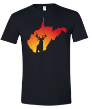 Load image into Gallery viewer, Short Sleeve T-Shirt West Virginia Black Whitetail Deer Vibrant Design High Quality Tight Knit Ring Spun Low Maintenance Cotton Printed With The Newest Available Color Transfer Technology