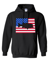 Load image into Gallery viewer, Pullover Hooded Sweatshirt Wyoming Black Large Mouth Bass Vibrant Design High Quality Tight Knit Ring Spun Low Maintenance Cotton Printed With The Newest Available Color Transfer Technology