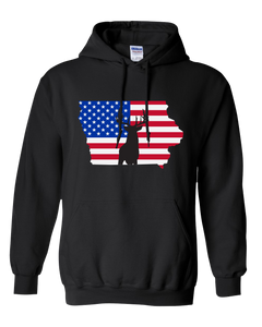 Pullover Hooded Sweatshirt Iowa Black Whitetail Deer Vibrant Design High Quality Tight Knit Ring Spun Low Maintenance Cotton Printed With The Newest Available Color Transfer Technology