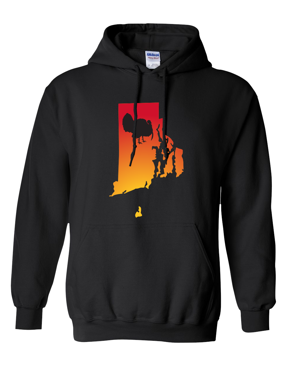 Pullover Hooded Sweatshirt Rhode Island Black Turkey Vibrant Design High Quality Tight Knit Ring Spun Low Maintenance Cotton Printed With The Newest Available Color Transfer Technology