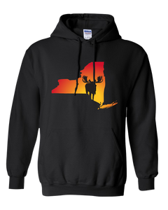 Pullover Hooded Sweatshirt New York Black Moose Vibrant Design High Quality Tight Knit Ring Spun Low Maintenance Cotton Printed With The Newest Available Color Transfer Technology
