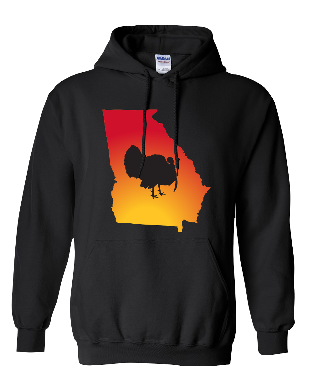 Pullover Hooded Sweatshirt Georgia Black Turkey Vibrant Design High Quality Tight Knit Ring Spun Low Maintenance Cotton Printed With The Newest Available Color Transfer Technology