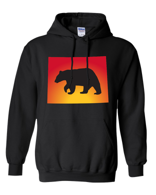 Pullover Hooded Sweatshirt Wyoming Black Black Bear Vibrant Design High Quality Tight Knit Ring Spun Low Maintenance Cotton Printed With The Newest Available Color Transfer Technology