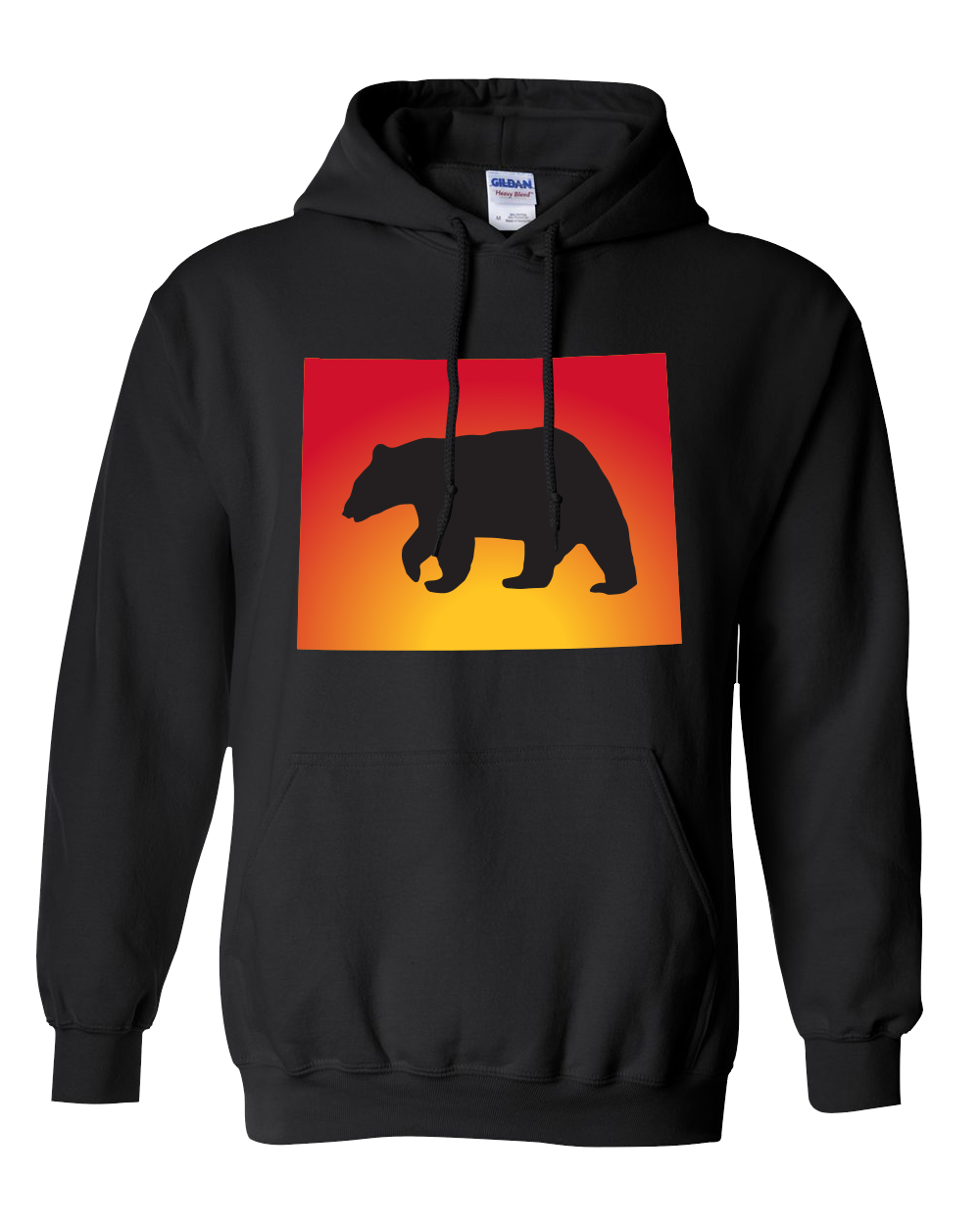 Pullover Hooded Sweatshirt Wyoming Black Black Bear Vibrant Design High Quality Tight Knit Ring Spun Low Maintenance Cotton Printed With The Newest Available Color Transfer Technology