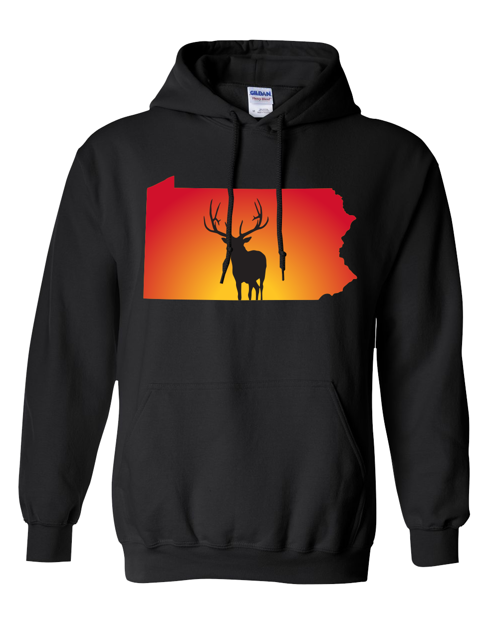 Pullover Hooded Sweatshirt Pennsylvania Black Elk Vibrant Design High Quality Tight Knit Ring Spun Low Maintenance Cotton Printed With The Newest Available Color Transfer Technology