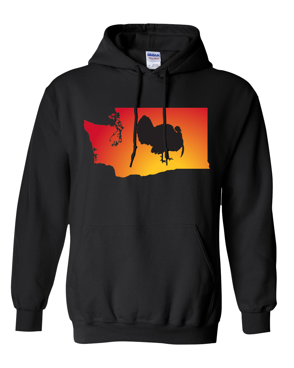 Pullover Hooded Sweatshirt Washington Black Turkey Vibrant Design High Quality Tight Knit Ring Spun Low Maintenance Cotton Printed With The Newest Available Color Transfer Technology