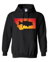 Load image into Gallery viewer, Pullover Hooded Sweatshirt Montana Black Large Mouth Bass Vibrant Design High Quality Tight Knit Ring Spun Low Maintenance Cotton Printed With The Newest Available Color Transfer Technology