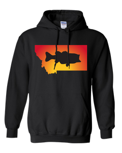 Pullover Hooded Sweatshirt Montana Black Large Mouth Bass Vibrant Design High Quality Tight Knit Ring Spun Low Maintenance Cotton Printed With The Newest Available Color Transfer Technology