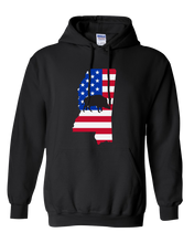 Load image into Gallery viewer, Pullover Hooded Sweatshirt Mississippi Black Wild Hog Vibrant Design High Quality Tight Knit Ring Spun Low Maintenance Cotton Printed With The Newest Available Color Transfer Technology