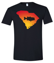 Load image into Gallery viewer, Short Sleeve T-Shirt South Carolina Black Large Mouth Bass Vibrant Design High Quality Tight Knit Ring Spun Low Maintenance Cotton Printed With The Newest Available Color Transfer Technology