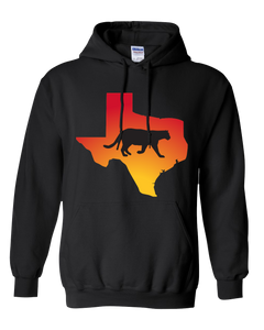 Pullover Hooded Sweatshirt Texas Black Mountain Lion Vibrant Design High Quality Tight Knit Ring Spun Low Maintenance Cotton Printed With The Newest Available Color Transfer Technology