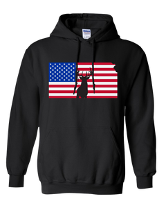 Pullover Hooded Sweatshirt Kansas Black Whitetail Deer Vibrant Design High Quality Tight Knit Ring Spun Low Maintenance Cotton Printed With The Newest Available Color Transfer Technology