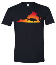 Load image into Gallery viewer, Short Sleeve T-Shirt Virginia Black Large Mouth Bass Vibrant Design High Quality Tight Knit Ring Spun Low Maintenance Cotton Printed With The Newest Available Color Transfer Technology